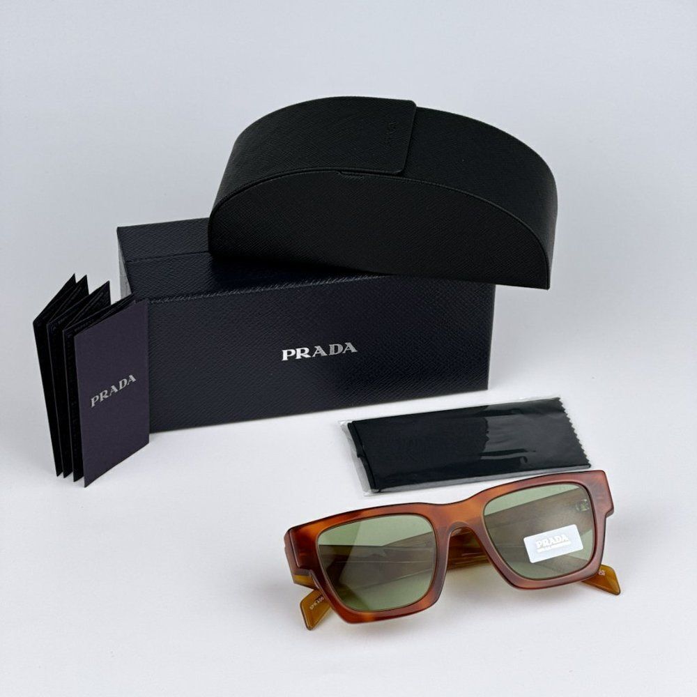 NEW Prada PRA06S 11P60C Cognac Tortoise Green Square Unisex Sunglasses PR A06S - Picture 10 of 10